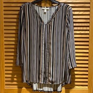 Long sleeve striped blouse, v neck, Dana Buchman